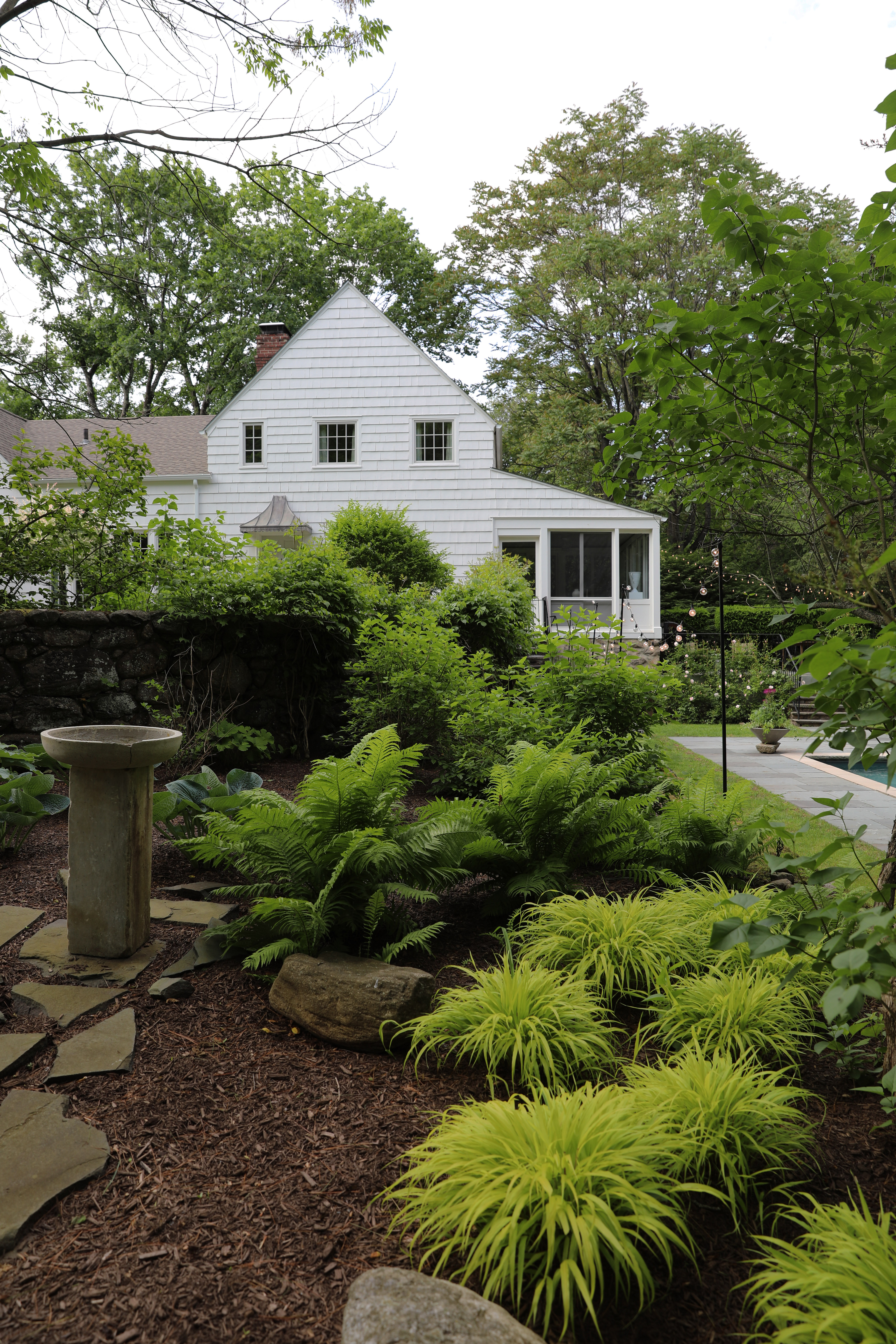 Fieldstone wall, Connecticut garden